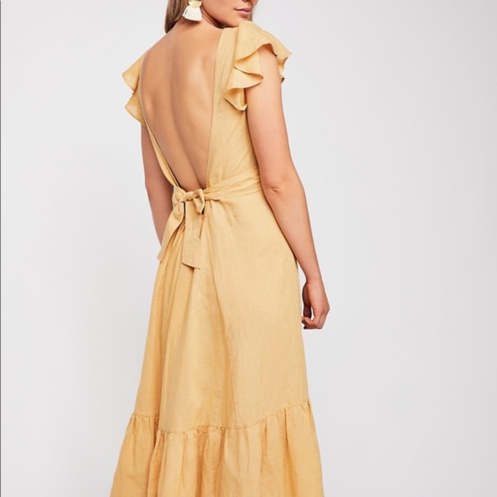 Free People Takin' A Chance Marigold Linen Dress